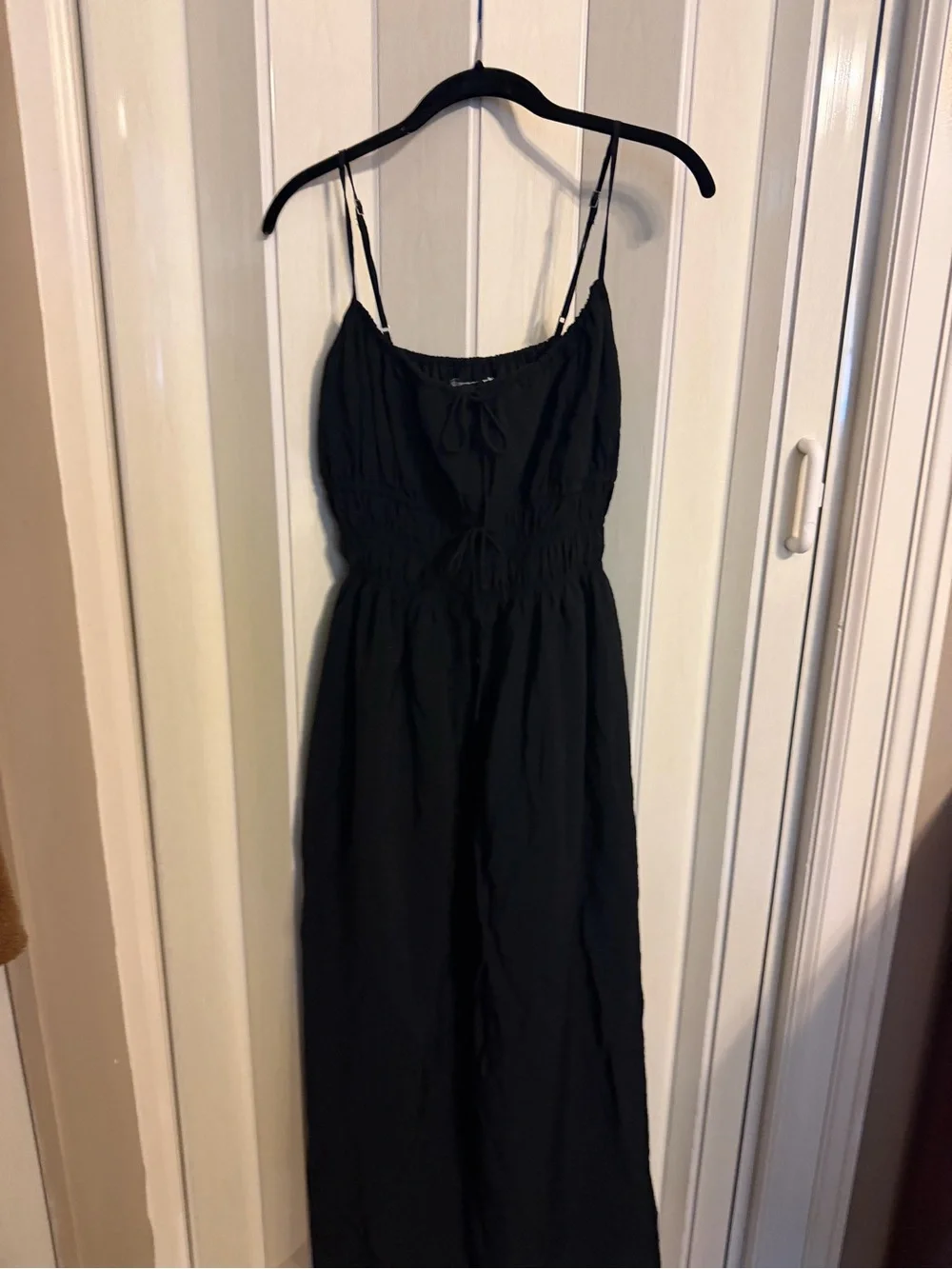 Abercrombie & Fitch Black Spaghetti-Strap Maxi Dress with Smocked Bodice